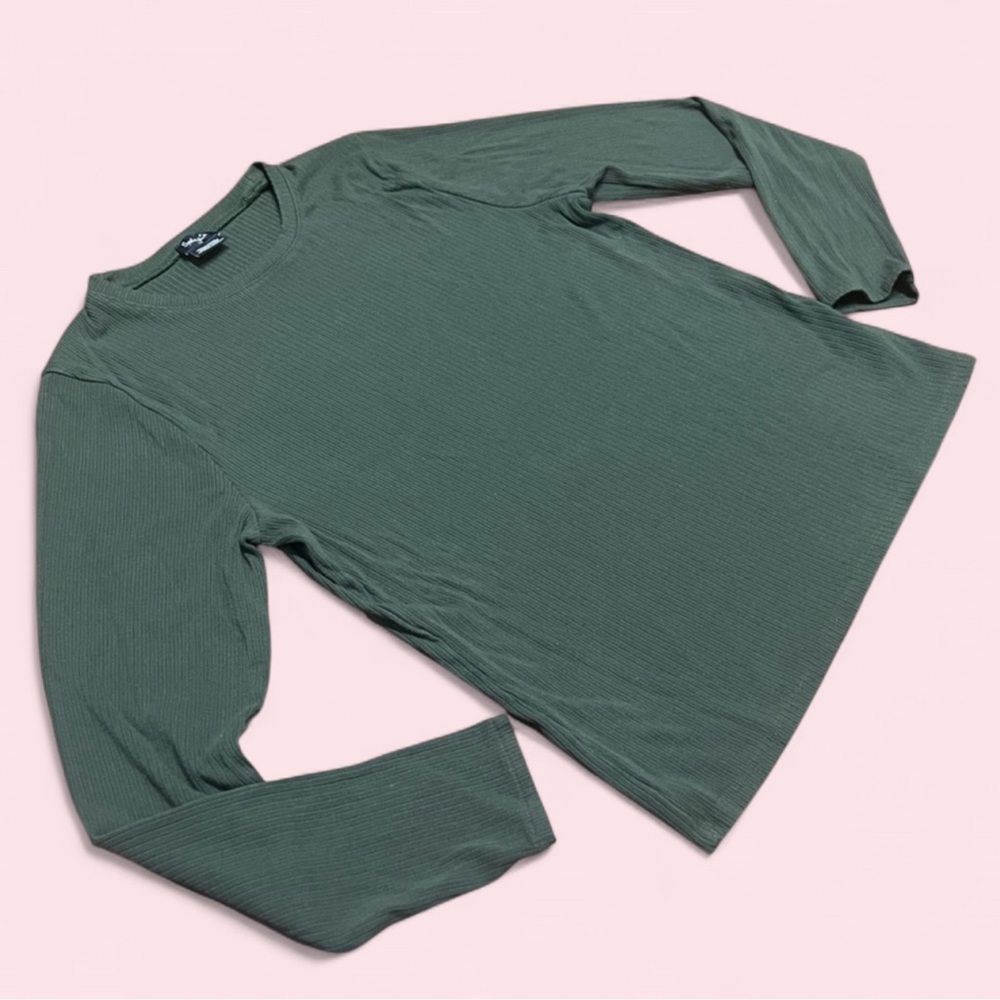 Splendid‎ Ribbed Long Sleeve Tee Forest Green Size L | Minimalist Capsule Basic - Picture 4 of 7